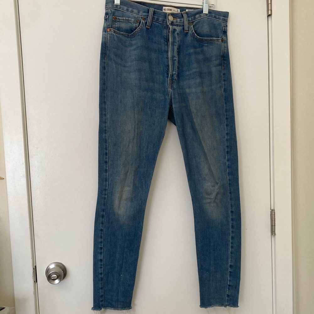 Re/done high-rise ankle crop jeans size
30